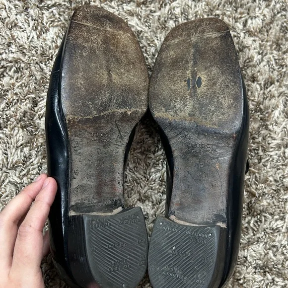 Gucci Classic Black Leather Loafers Sz 8.5 EXTREMELY WORN CONDITION - Picture 7 of 15